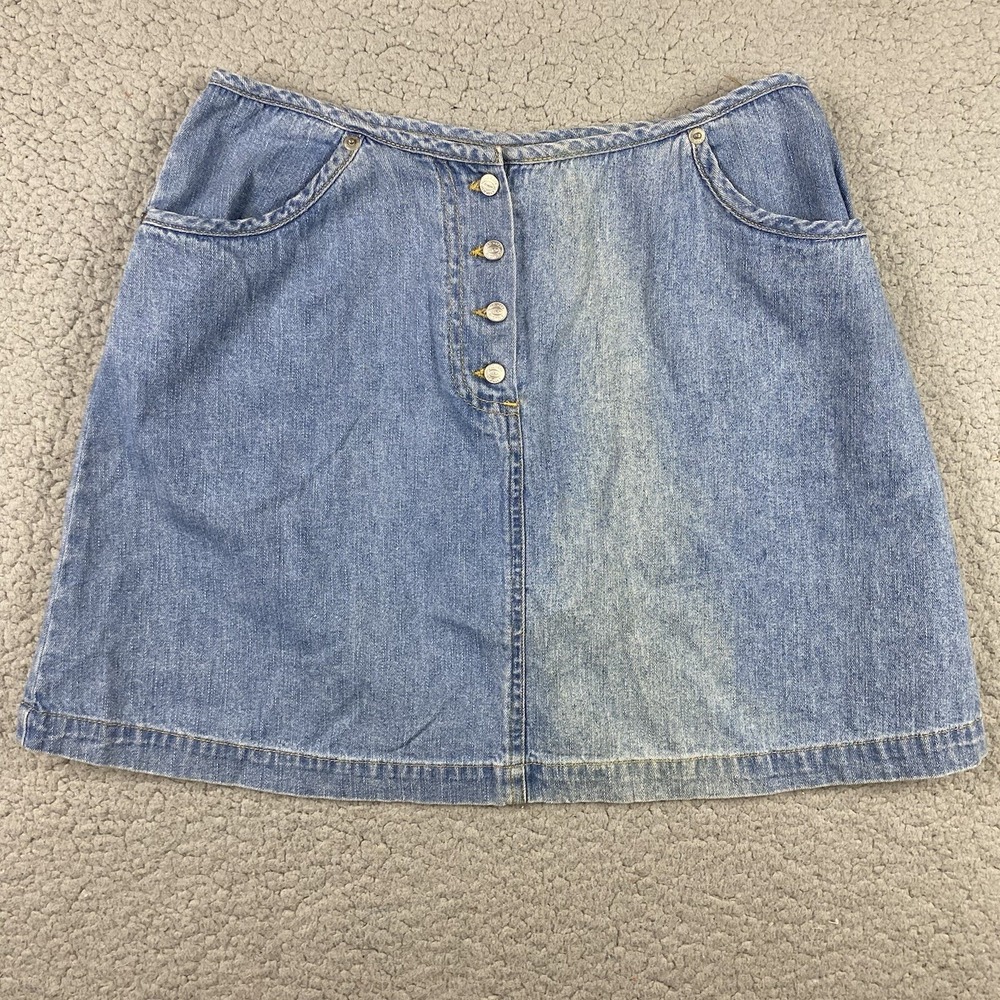 Vintage‎ Old Navy Denim Skirt Button Fly Medium Wash Women's Size 6 Mini